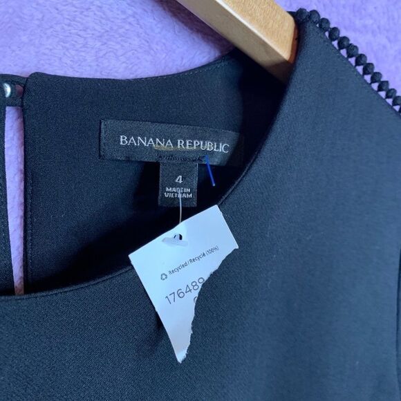 NWOT Banana Republic Long Sleeve Black Dress 4 - Picture 8 of 8